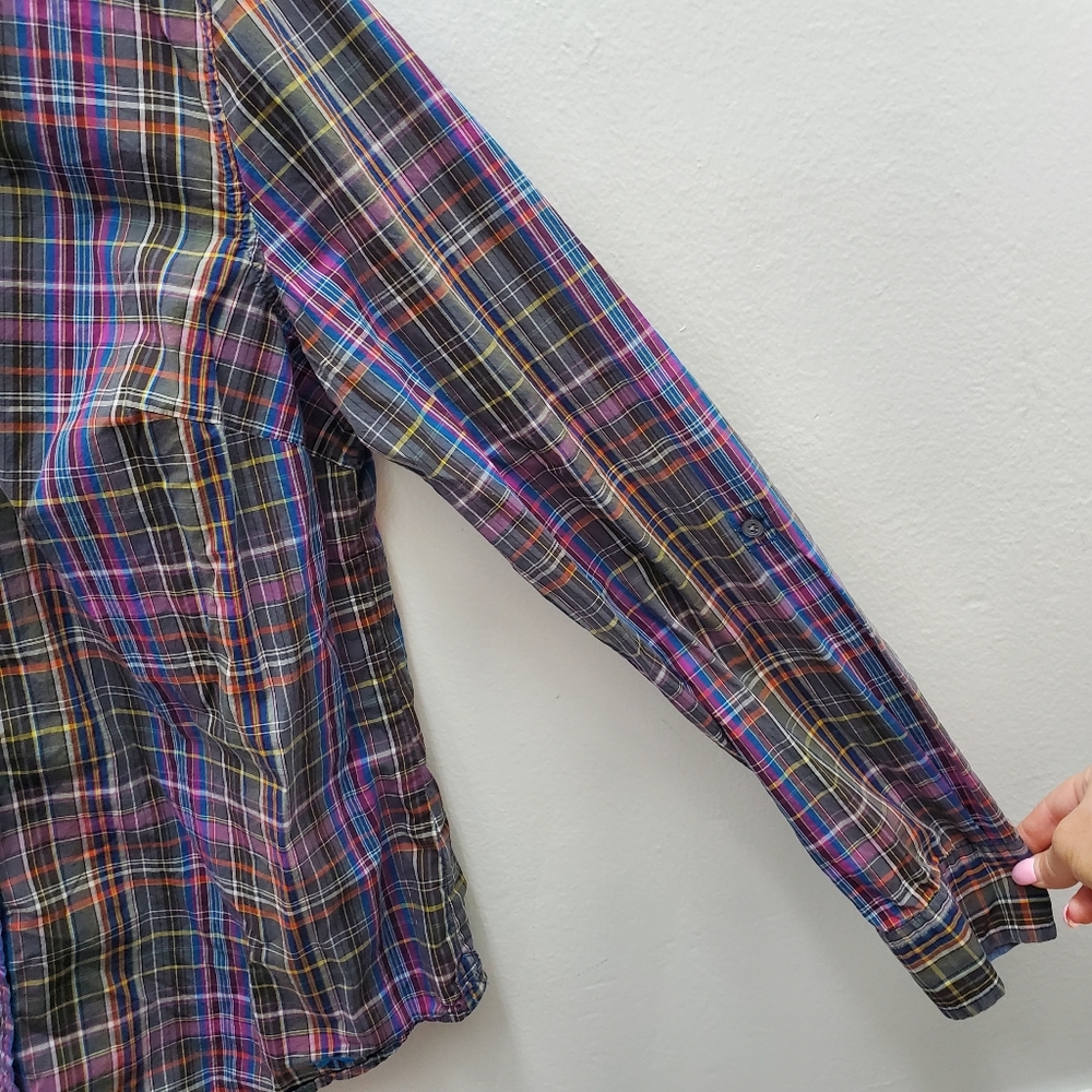 Talbots Plaid Button Down Chambray Cuff Size 10 -… - image 7